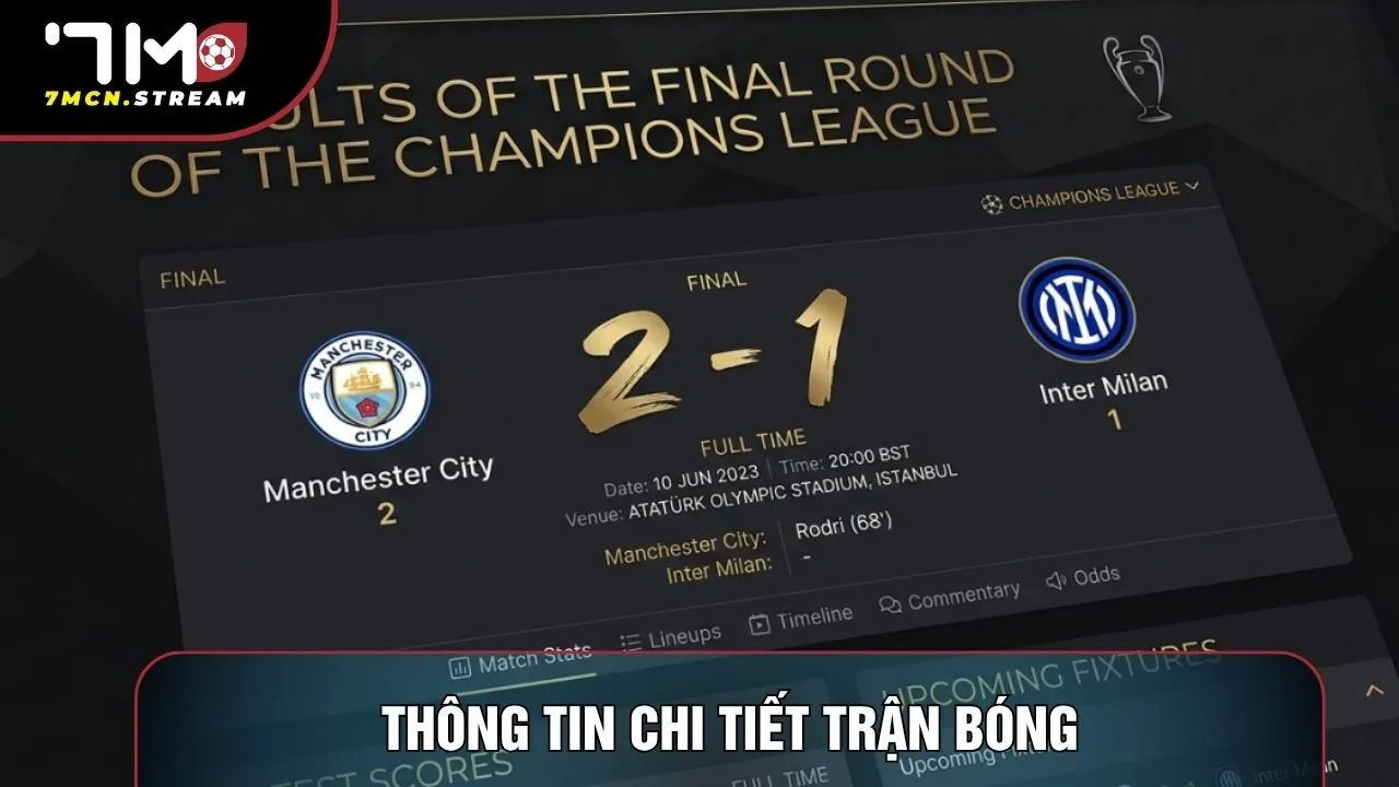 Thông tin chi tiết trận bóng